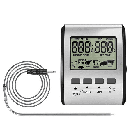 

Digital Meat Thermometer BBQ Kitchen Cooking Thermometer with Probe Sensor Timer Backlight Grill Oven Thermometer