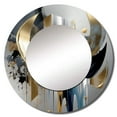 thumbnail image 2 of Designart "Abstract Harmony Shapes and Lines I" Abstract Marble Gold Large Round Mirror - Round Bedroom Mirror Wall Decor - Modern Round Printed Mirror - 36" x 36", 2 of 6