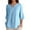 Blue, variant on MIXUE Womens Summer Tops Summer Solid Color V Neck Short Sleeve Loose Pullover T-shirts Sportwear,Red,S