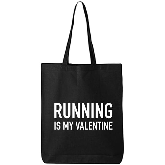 Running Is My Valentine Cotton Canvas Tote Bag