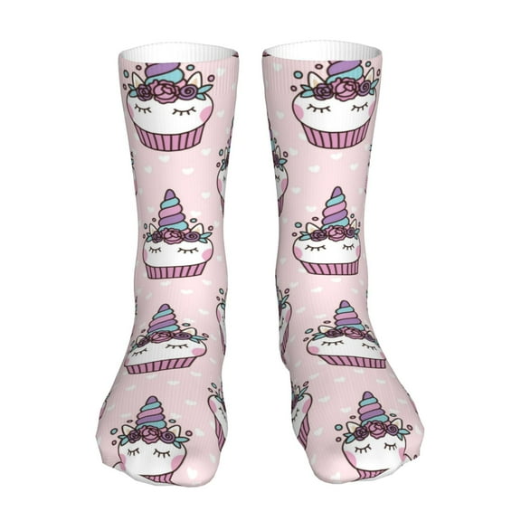 Uemuo Cute Cupcake for 16in Socks, Cotton Socks Sports Socks Knee High Socks Comfortable Socks For Men, Women