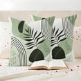thumbnail image 3 of Boho Geometric Outdoor Waterproof Pillow Covers, Farmhouse Green Abstract Stripes Leaves Decorative Square Throw Pillowcase Sofa Cushion Sham for Patio/Couch/Chair, 16"x16" 2 Pack, 3 of 8