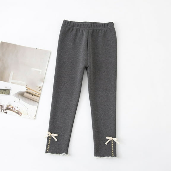 Spazoro Kids Girls Sweatpants, Fall Winter Cotton Casual Solid Color Warm Leggings for Toddler Girls Gray Size 6 T