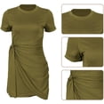 thumbnail image 5 of Women's Crewneck Bodycon Dress Short Sleeve T Shirt Dress Tie Waist 2021 Summer Casual Mini Dress S-XXL, 5 of 7