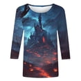 thumbnail image 4 of NSLGXD Plus Size Halloween Shirts for Women 3/4 Length Sleeve Round Neck Tshirt Spooky Season Loose Fit Graphic Tees S-5XL, 4 of 5