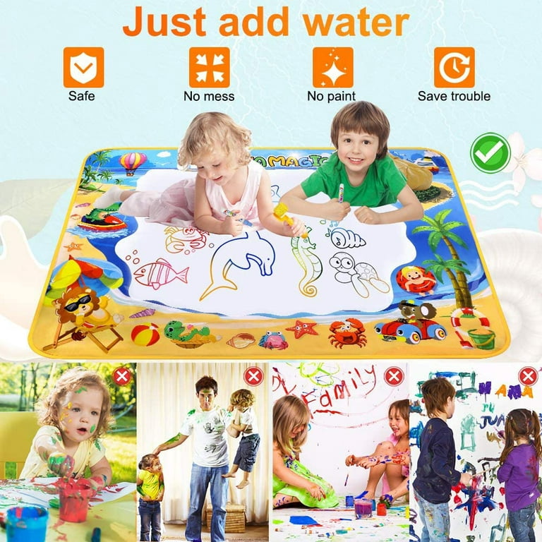 Allaugh Water Doodle Mat 40x28 Large Aqua Drawing Mat Painting Board  Gifts for Toddlers 1 2 3 4 5+ Year Old 