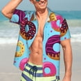 thumbnail image 4 of Cauagu Donuts Print Hawaiian Shirt for Men,Casual Short Sleeve Button Down Shirts Summer Beach Men's Regular-Fit Short-Sleeve Print Shirt -Large, 4 of 6