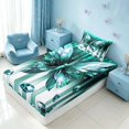 thumbnail image 5 of Homewish Glowing Butterfly Twin Sheets for Girls, Bling Stars Diamonds Bedding, Cyan White, 3pcs (1 Flat Sheet, 1 Fitted Sheet and 1 Pillowcase), 5 of 6