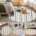 thumbnail image 6 of Yellow Wave Line Round Living Room Rugs 6 ft, Modern Gray Striped Abstract Gradient Washable Area Rug with Non-Slip Sturdy Edge Binding Round Carpet for Kitchen Office Bedroom, 6 of 9