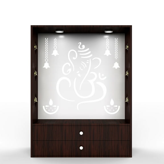 Wooden Temple For Home /Mandir With Doors And Cabinet Storage/ Pooja Mandir With LED Light for Home and Office|Home Temple / Pooja Mandap