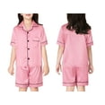 thumbnail image 2 of Topgal Silky Satin Pajamas for Big Kids Summer Little Girls Pink Short Sleeves Sleepover Size 10, 2 of 7