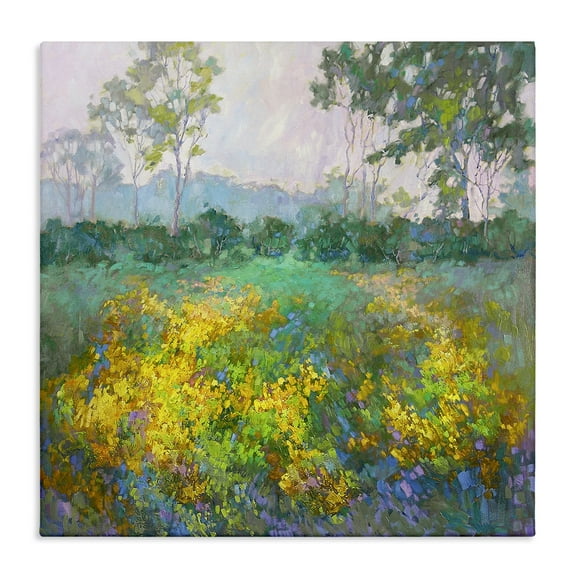 Stupell Industries Complex Meadow Terrain Landscape & Nature Painting Wrapped Canvas Art Print Wall Art, 17 x 17