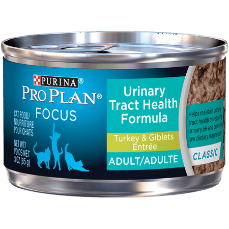Purina Pro Plan Urinary Tract Health Pate Wet Cat Food, FOCUS Urinary Tract Health Formula Turkey & Giblets Entree - (24) 3 oz. Pull-Top