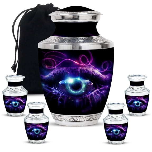 Octopus Funeral Urn for Human Ash, Cremation Urns for Mom & Dad, Large Urn for Humans Remain, Mini Ashes Container, Small Keepsakes Urns, 10 & 3 " Black, Set of 5