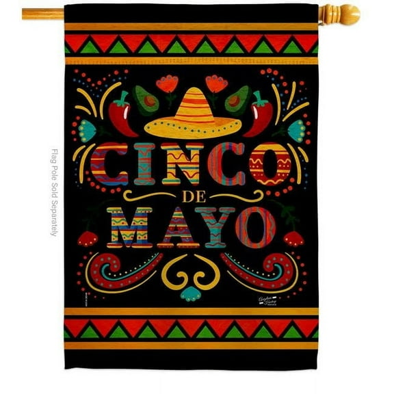 Angeleno Heritage  28 x 40 in. Fiesta de mayo Summertime Cinco Vertical House Flag with Double-Sided Decorative Banner Garden Yard Gift