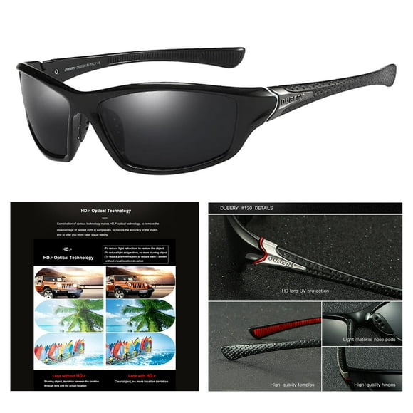 Gafas de sol polarizadas UV400 antiimpacto Yinane para hombres y mujeres Negro