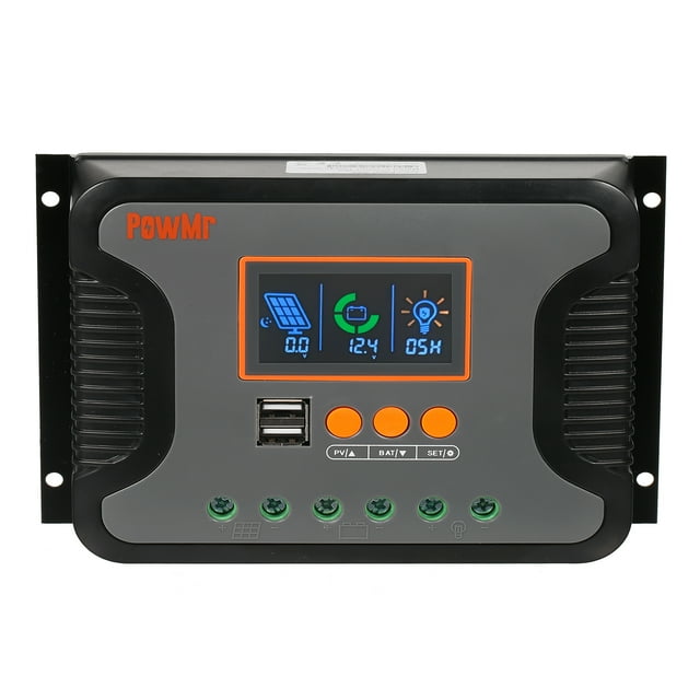 Amdohai 30A Solar Power Controller PWM Battery Charging Controller 12V-48V Lithium Battery Solar Charge Controller with
