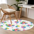 thumbnail image 4 of Colorful Balloon Round Area Rug 3.3Ft Washable Circle Rugs for Dining Room Table, Watercolor Balloons Bow Modern Non-Slip Carpet Floor Mats Indoor Outdoor Carpet Runner Aesthetic Home Decor, 4 of 8
