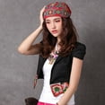 thumbnail image 2 of Turban Ethnique pour Femmes, Bonnet, Foulard, Brodé Floral, Rouge, 2 of 8