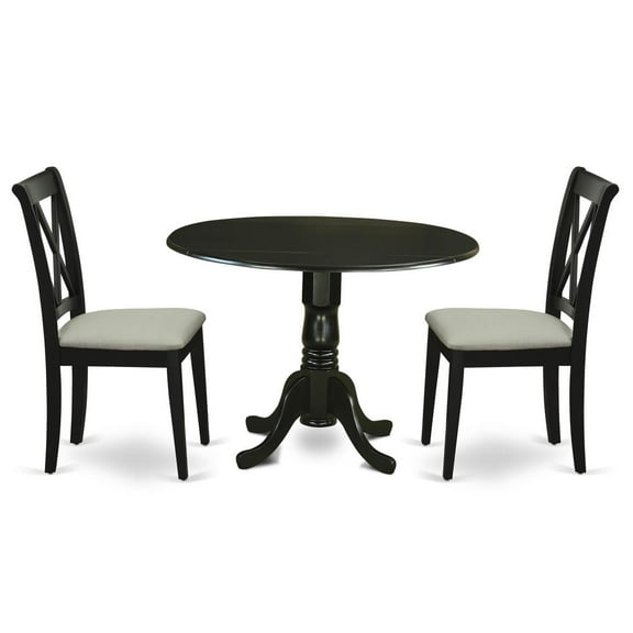East West Furniture Dining Room Set Black, DLCL3-BLK-C