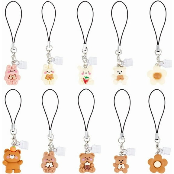 10Pcs Dust Plug Charms 3.5-3.9 Inch Long Mobile Dustproof Plugs with Bear Rabbit Pendants Type C Dust Plug Charm Type C Port Caps Protector Phone Pendants Accessory for Most Type C Phone for DIY