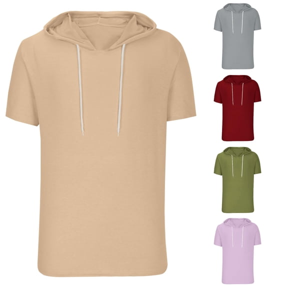 uikmnh Men's Summer Sports Short Sleeved Hooded T Shirt,XL