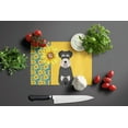 thumbnail image 3 of Summer Sunflowers Black and Silver Natural Ears Schnauzer Glass Cutting Board Large 12 in x 15 in, 3 of 5