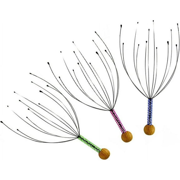 Handheld Scalp Massager Steel Wire Head Massager Perfect for Hair Relaxation (3 Packs)