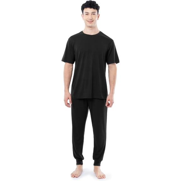Fruit of the Loom Men's 360 Stretch Crewneck Top and Jogger Pant Sleep Pajama Set