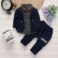 thumbnail image 2 of Fashion&nbsp;Toddler&nbsp;Outfits for Kids Boys' Set Spring/Autumn Vacation 2 𝐏iece Lapel Button Up Suit Top Letter Printed, 2 of 8