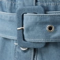 thumbnail image 5 of Women Casual Solid Dress Denim Dress Long Sleeve Turtleneck Pocket Dress Button Slim Belt Dress Short Maxi Dress for Women Woman Summer Casual Dress Summer Dress for Women with Sleeves Wrap Summer, 5 of 8
