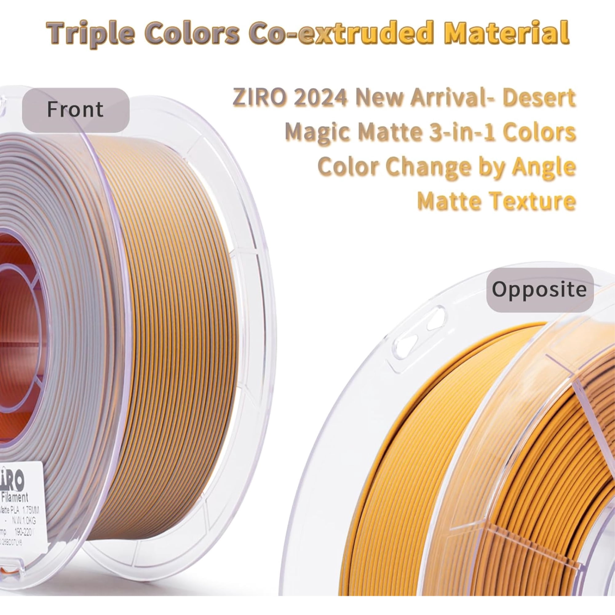 Ziro 3D Tri-Color Matte PLA 1.75mm 1kg, Desert