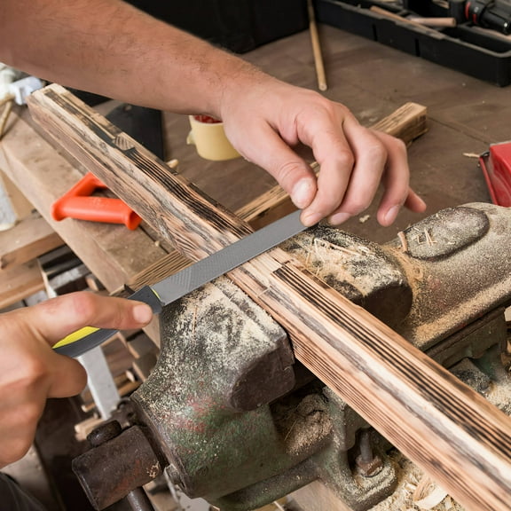 WEUVEB 1Set T12 Carbon Steel Flat Hand File for Metal Sharpening and Polishing Anti Slip Design 12.46x0.98x0.98in