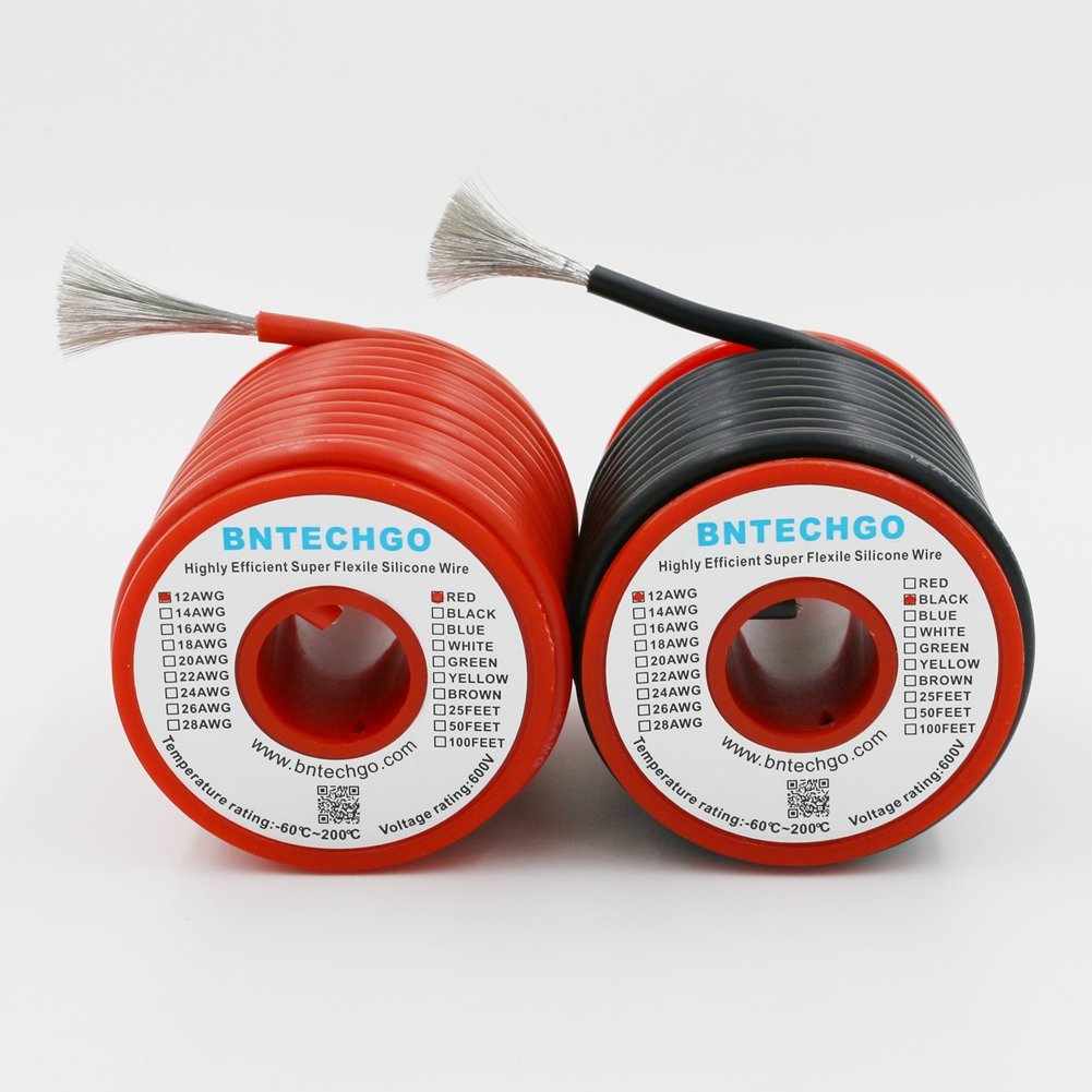 Fine Strand Tinned Copper 16 AWG Gauge Silicone Wire Spool 50 ft Black
