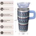 thumbnail image 3 of Boho Pattern Stainless Steel Cup 20oz with Lid & Straw - Double Wall Vacuum Insulated Travel Tumbler, Leakproof Thermal Coffee Mug, 3 of 5