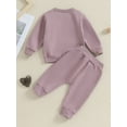 thumbnail image 4 of Suealasg Toddler Baby Girl 2Pcs Fall Pants Set 3M 6M 12M 18M 24M 2T 3T Kids Girl Fuzzy Letter Embroidery Long Sleeve Sweatshirt + Pants Set Newborn Girl Casual Autumn Clothing, 4 of 8