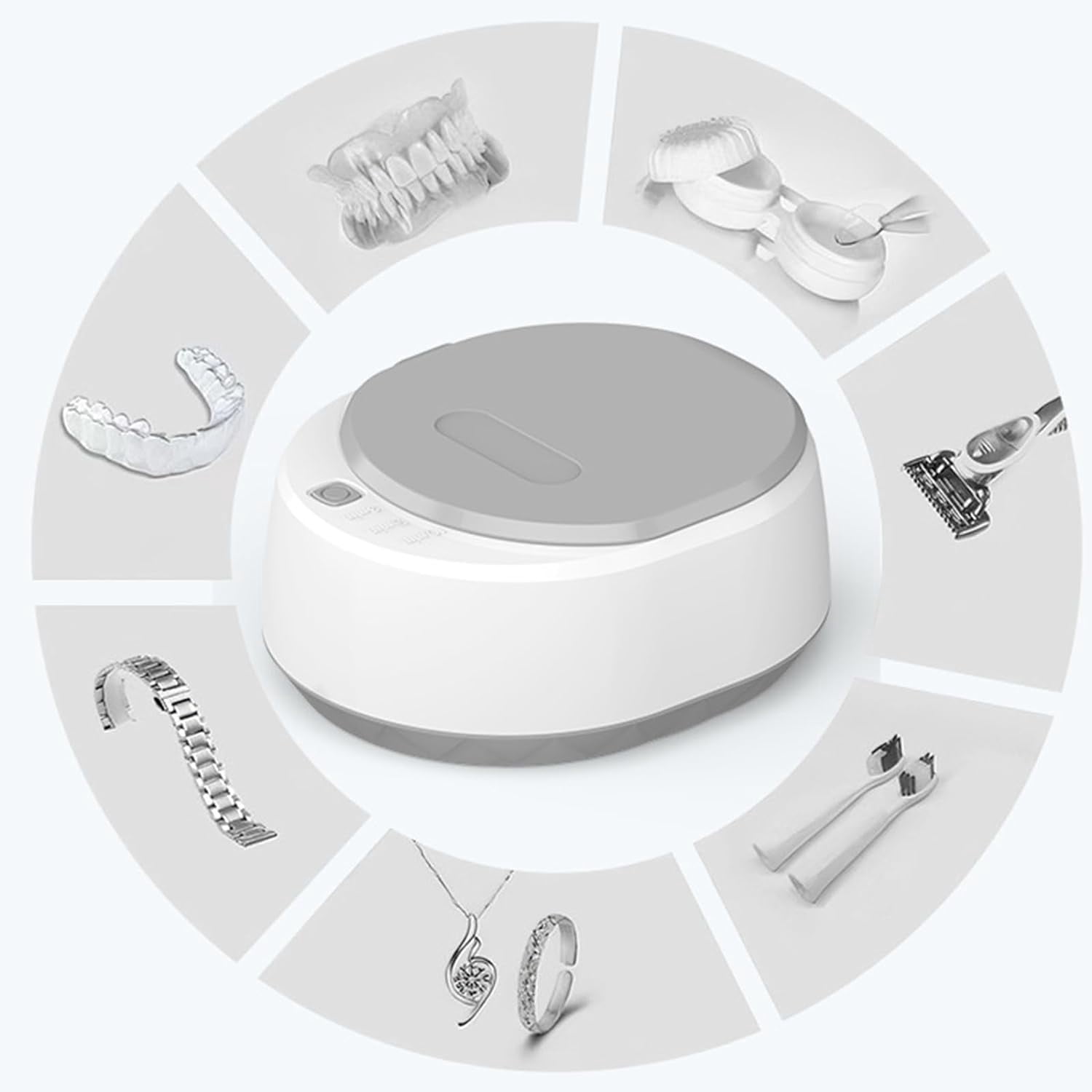 Ultrasonic Retainer Cleaner Machine for Denture, Portable Dental Cleaning Pod for Aligner, Mouth Guard, Braces, Sonic Denture Cleaner for All Dental Appliances, Portable Ultrasonic Jewelry Cleaner