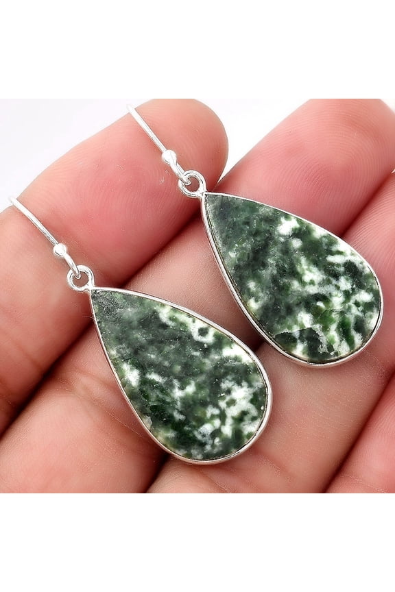 Natural Dioptase 925 Sterling Silver Adult Women Earrings Jewelry SDE53251