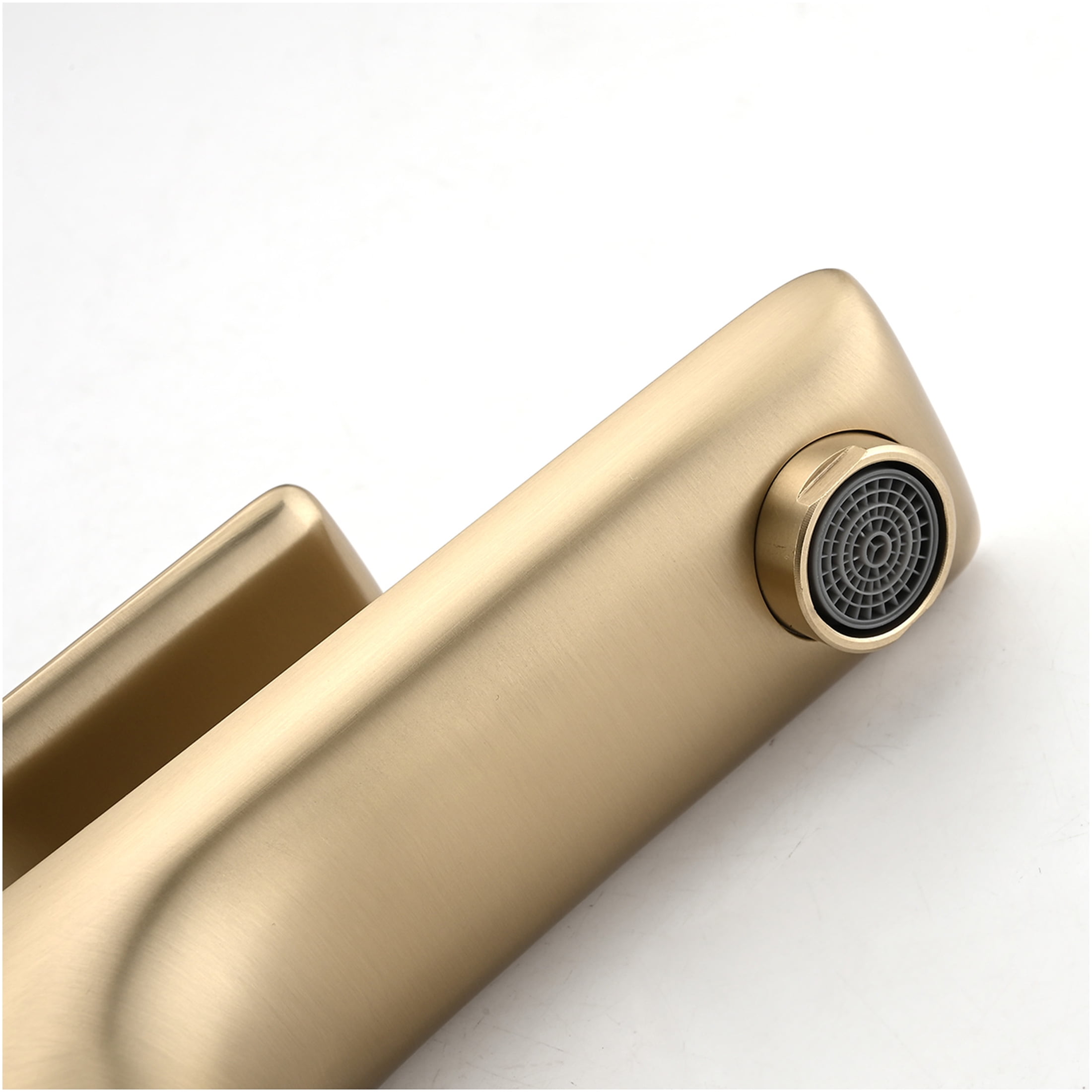 JERFIT Modern Single Hole Bathroom Faucet in Brushed Gold, Solid Brass Vessel Sink Mixer Tap with Lever Handle, Lead-Free