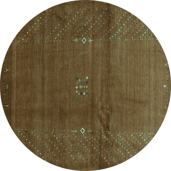 Ahgly Company Indoor Round Abstract Turquoise Blue Contemporary Area Rugs, 7' Round