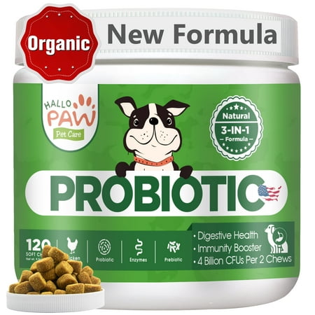 Hallo Paw Probiotics for Dog/Puppy 120 Soft Yeast Chews-Daily Supplement Probiotics for Dog Digestive, Gut, Skin Health, Allergy, Bad Breath 4 Mths Supply
