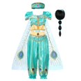thumbnail image 1 of Disfraz de princesa Jasmine de Disney para niñas, vestido para fiesta de Halloween, Carnaval, Cosplay, lámpara Agic de Aladino, conjunto de ropa para niños, Outfits11-12T Gao Jinjia LED, 1 of 2