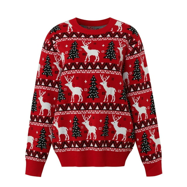 Adult Christmas Sweater, Cheerful Reindeer-Themed Pullover for Festive Occasions