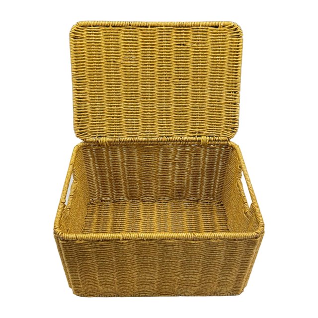 Cesta de almacenamiento tejida, organizador de artículos diversos con tapa, soporte para mantas, cesto para ropa, cesto para armario, despensa, cocina