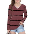thumbnail image 3 of Ashirexll Long Sleeve Shirts Winter Tops for Girls 2-14 Years Stripe Fashion Casual V-Neck Long Sleeve Top for Spring and Fall, 3 of 7