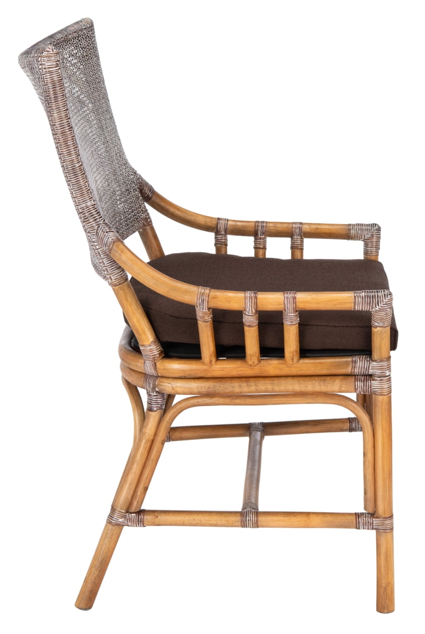 SAFAVIEH Donatella Rattan Chairs Brown White Wash Brown Legs Dark