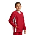 thumbnail image 3 of Sport-Tek Youth Tipped V Neck Raglan Wind Shirt-XS (True Red/White), 3 of 5