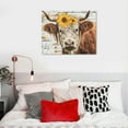 thumbnail image 5 of RUIYC Sunflower Highland Cow Wall Art: Animal Canvas Picture Painting, Rustic Farmhouse Artwork Decor Bathroom Decoration, Cute Brown Cattle Poster Print for Home Kitchen Bedroom, 5 of 5