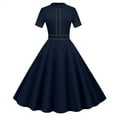 thumbnail image 2 of Women's Short Sleeve Vintage Cocktail Dress 1950s Retro Cocktail A Line Flare Swing Prom Party Dress, 2 of 7