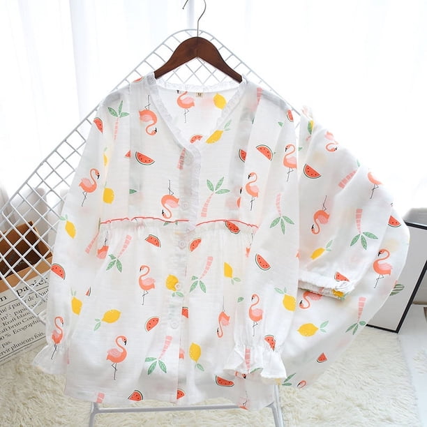 Pijamas de maternidad preparto y posparto primavera/verano otoño ropa de confinamiento de gasa transpirable absorbente de sudor